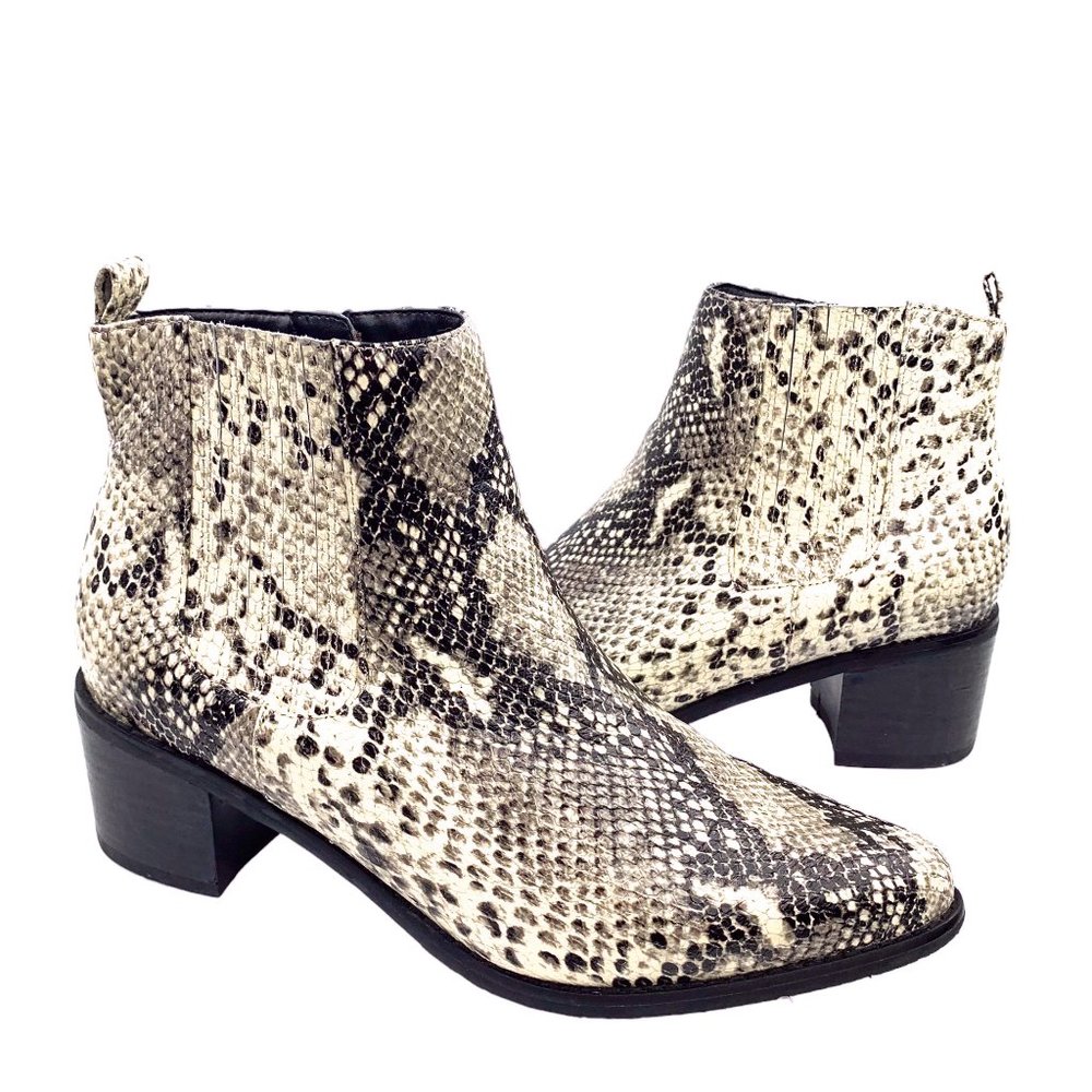 BLONDO Elvina Snakeskin Embossed Leather Waterproof Zip‎ Booties